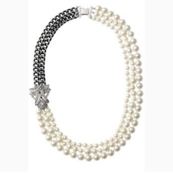 S&D [V] 2-in-1 Elegantly Edgy Daisy Pearl & Hematite Statement NecklaceB… - Picture 2 of 16